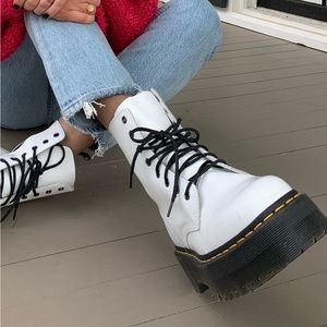 Dr. Martens Jadon Platform Boots White Size 8